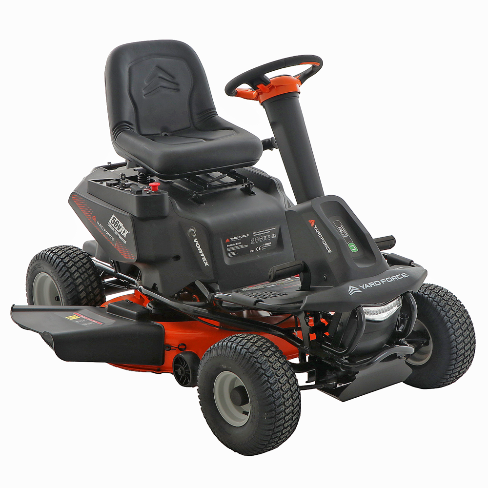 akku aufsitzrasenmäher yard force e559 56v/50ah seitenauswurf und mulching