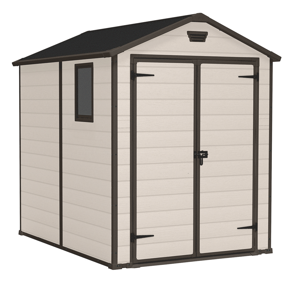 keter manor beige gartenhaus mit seitenfenster 185.8x236.8x227 cm